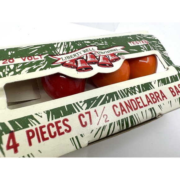 VINTAGE LIBERTY BELL CHRISTMAS BULBS 2 Packs C7 1/2 Candelabra Base Read* - Picture 6 of 10